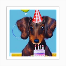 Birthday Dachshund4 Art Print