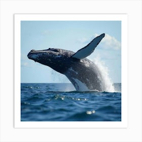 A Majestic Humpback Whale Breaching The Surface 2 Art Print