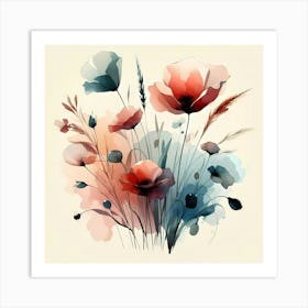 Watercolor Poppies Art Print