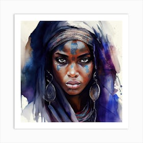 Watercolor Tuareg Woman #4 Art Print