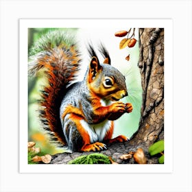 Squirrel In The Forest 346 Art Print