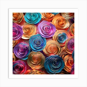 Colorful Paper Roses Art Print