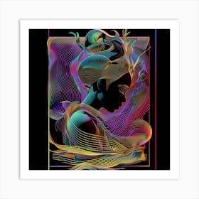 Trippy , luminous, abstract, portrait of a woman, artwork print. "Fantastical Dream Play" Art Print