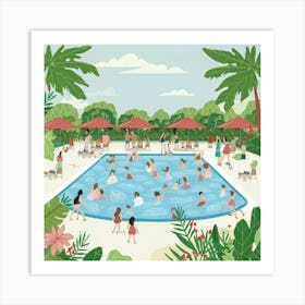 Summertime Swimming Pool Art Print 6 Art Print