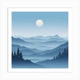 Misty mountains background in blue tone 68 Art Print