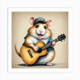 Hamster Playing Guitar 7 Art Print