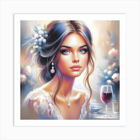 Bride With A Glass Of Wine Art Print