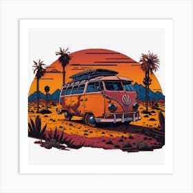 Vw Bus In The Desert Art Print