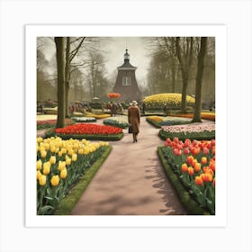 Keukenhof Gardens Netherlands Vintage Botanical 2 Art Print