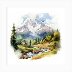 Watercolor Landscape Painting 1 Art Print