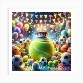 Birthday Party With Soccer Ball Art Print