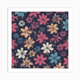 Seamless Floral Pattern 1 Art Print