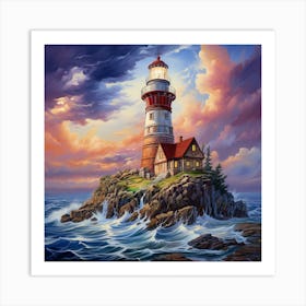 Lighthouse At Sunset 7 Art Print