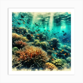 Watercolor Coral Reef Art Print