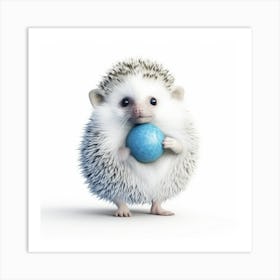 Hedgehog Holding A Blue Ball Art Print