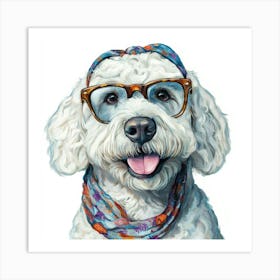 Dog With Glasses 57 Art Print