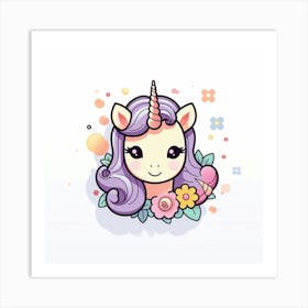 Unicorn With Flowers Art Print