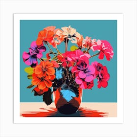 Andy Warhol Style Pop Art Flowers Geranium 2 Square Art Print