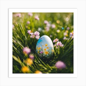 Easter Egg In The Grass Art Print