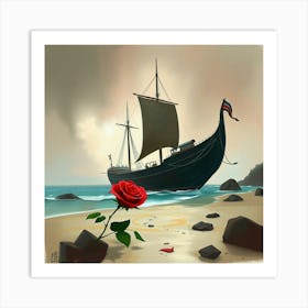 Rose On The Beach 1 Art Print