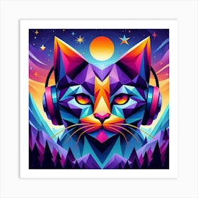 Hazel Low Poly Cat Art Print