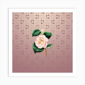 Vintage Gray's Invincible Camellia Botanical on Dusty Pink Pattern n.0972 Art Print