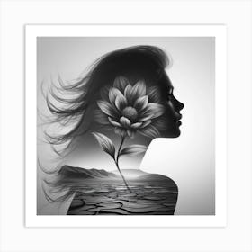 Silhouette of a beautiful woman 4 Art Print