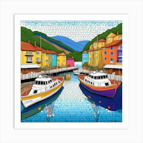 Boats In The Harbor Art Print