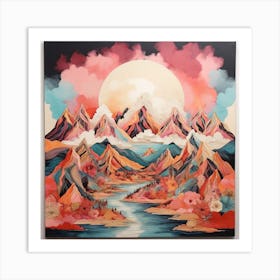 Boho Art Mountains Art Print