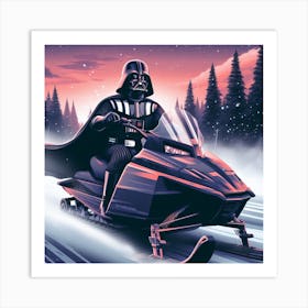 Darth Vader Riding A Snow Mobile Star Wars Art Print Art Print