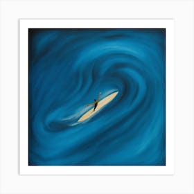 A Lone Surfer Rides The Waves Acrylic Painting Art Print