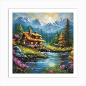 Cabin By The River 1 Art Print