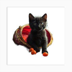 Black Cat In Basket Art Print