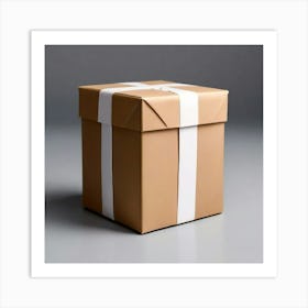 Mock Up Blank Box Parcel Cardboard Customizable Template Unprinted Clean Simple Minimalis (24) Art Print