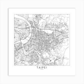 Taipei White Map Square Art Print