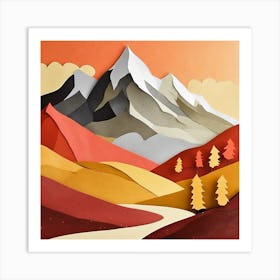 Firefly An Illustration Of A Beautiful Majestic Cinematic Tranquil Mountain Landscape In Neutral Col (59) Art Print