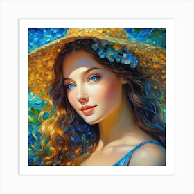 Girl In A Hat hj Art Print