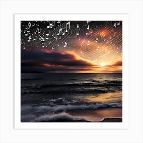 Music Notes At Sunset 14 Art Print