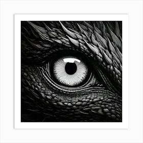 Firefly Piercing Eye Of A Black Dragon In Monochrome 43038 Art Print