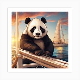 Panda Yacht Captain Art Print