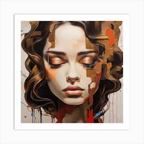 Girl With Gold Paint Art Print