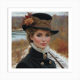 Girl In A Top Hat Art Print