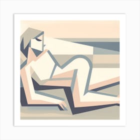 Abstract Woman Laying On The Beach Art Print