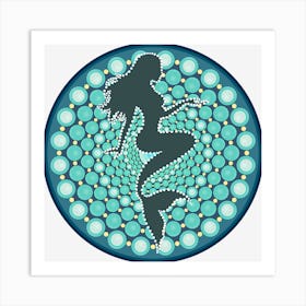 Vector Mandala Siren Silhouette Art Print