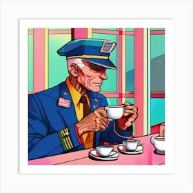 Man Drinking Tea Art Print