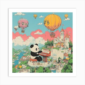 Panda In The Sky Art Print