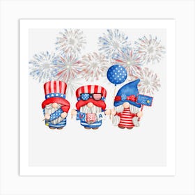 Limited Edition Patriotic Gnomes 4th Of July Funny Gnome Love Art Print