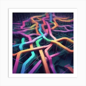 Abstract Colorful Lines 1 Art Print