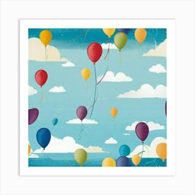 Balloons in the sky Art Print