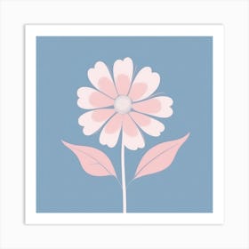 A White And Pink Flower In Minimalist Style Square Composition 468 Art Print